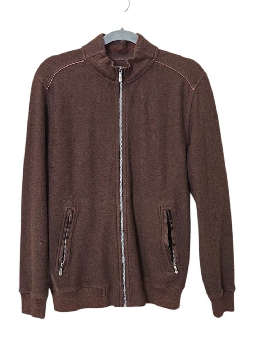 TOMMY BAHAMA Men's Brown 100% Cotton Full Zip Knit Cardigan Jacket Medium EUC